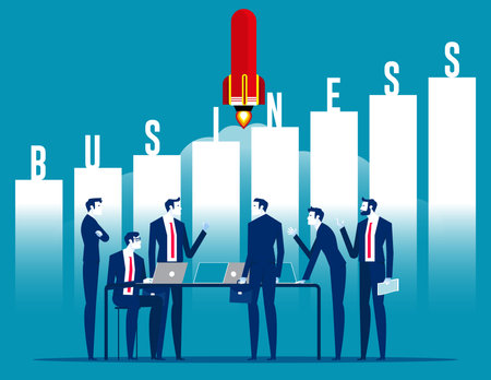 Business team working together on their startup. Business growth vector illustrationのイラスト素材