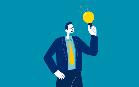 Happy person finding solution. Business having brilliant ideaのイラスト素材