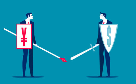 Yuan vs Dollar. Business financial with currency vector illustrationのイラスト素材