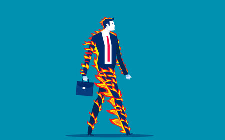 Businessman on fire. Business vector illustration conceptのイラスト素材