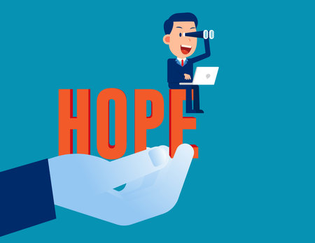 Believing in better future and holding faith. Business hope conceptのイラスト素材