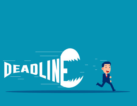 Business people running in panic from big deadline. Business vector illustrationのイラスト素材