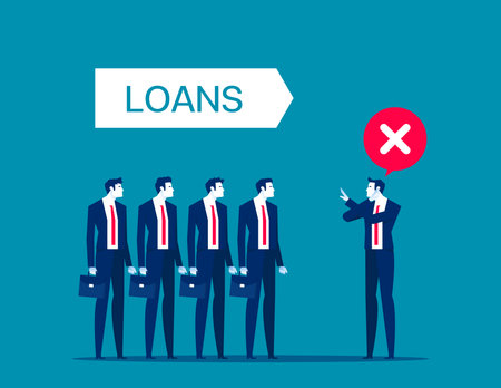 Business leader waiting on line for a loan and stop. Business finance vector illustrationのイラスト素材