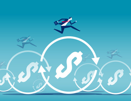 Business people runs on debt cycle. Business financial development cycleのイラスト素材