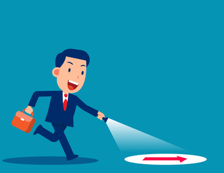 The Leader searching a guidance . Business assistance vector illustrationのイラスト素材