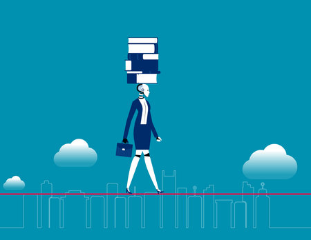Robot with balance books on head. Business artificial intelligence conceptのイラスト素材