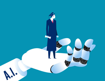 Graduated with AI. AI technology for education vector illustration conceotのイラスト素材