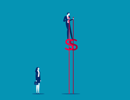 Rich person walking on stilts. Business cartoon style vector illustrationのイラスト素材