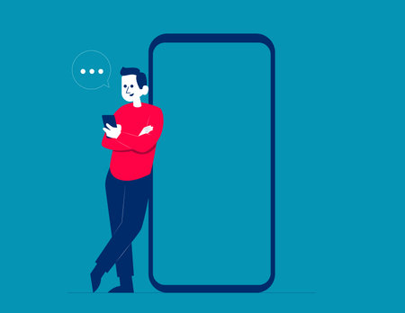 Person using phone. Business vector illustration conceptのイラスト素材