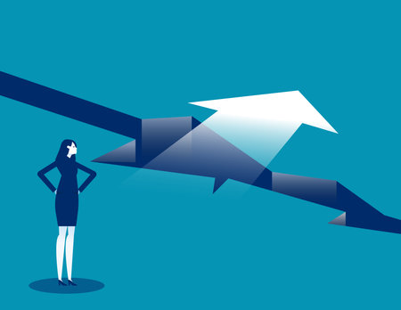Business person standing and looking forward. Business development and success vector conceptのイラスト素材