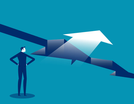 Business person standing and looking forward. Business development and success vector conceptのイラスト素材