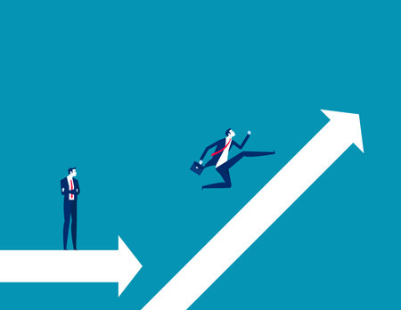Business leader running chart growth and look forward. Business financial results vector conceptのイラスト素材