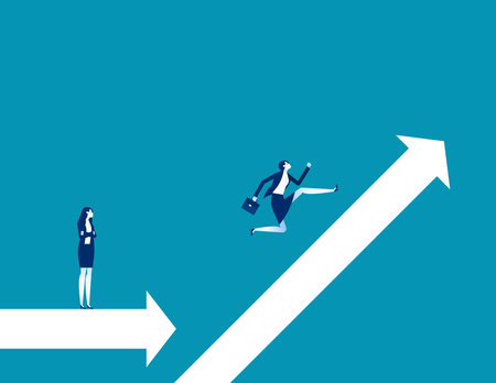 Business leader running chart growth and look forward. Business financial results vector conceptのイラスト素材