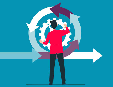 Product management and development process. Product iteration vector illustration conceptのイラスト素材