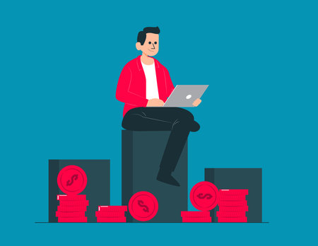 Person with investment data. Business vector illustration conceptのイラスト素材