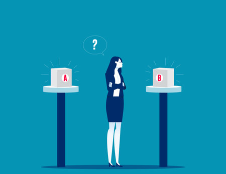 Business person with choice for plan. Business vector illustration conceptのイラスト素材