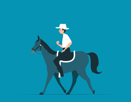 Rider riding horse. Horseback riding concept vectorのイラスト素材