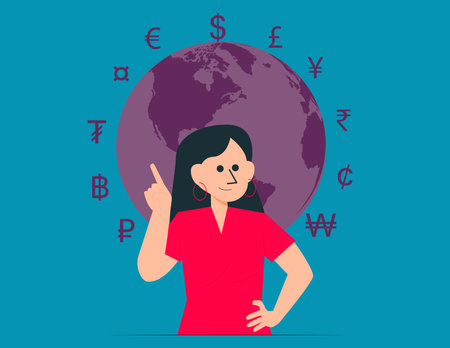 World money symbol and Global economy. Currency vector conceptのイラスト素材