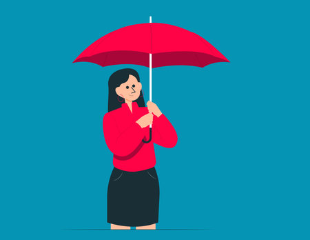 Person holding umbrellas. Flat vector illustration conceptのイラスト素材