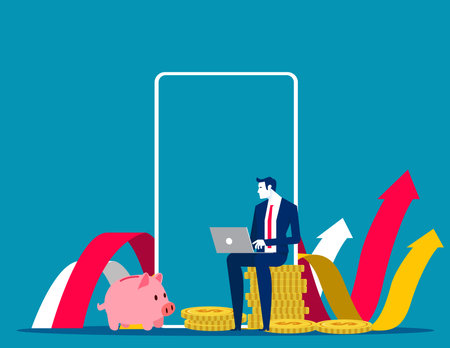 Person trading on a stock market. Finance app vector conceptのイラスト素材
