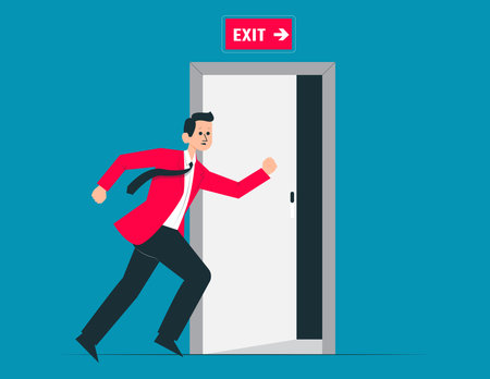 Running to the exit. Successfully or Escape vector conceptのイラスト素材
