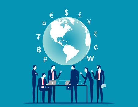 World money symbol and Global economy. Currency vector conceptのイラスト素材