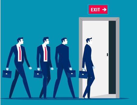Team walk to the exit. Successfully or Escape vector conceptのイラスト素材