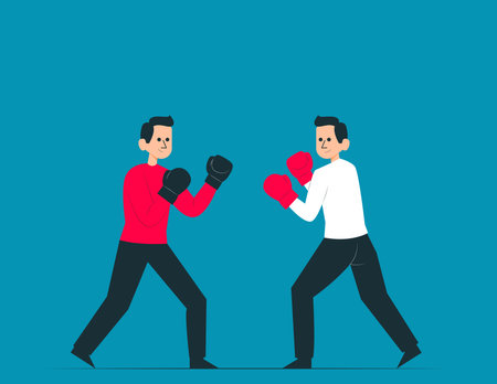 Person with boxing. Competition vector concept