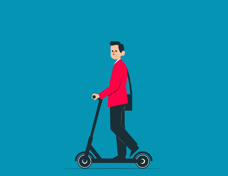 Business person riding scooter. Vector illustration conceptのイラスト素材