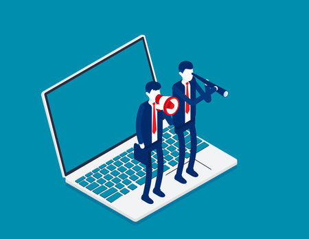 Employee search a person for a company team job. Business employment research vector conceptのイラスト素材