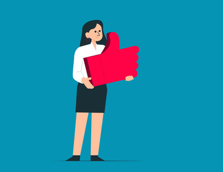 Person hold big thumb up. Symbol vector conceptのイラスト素材