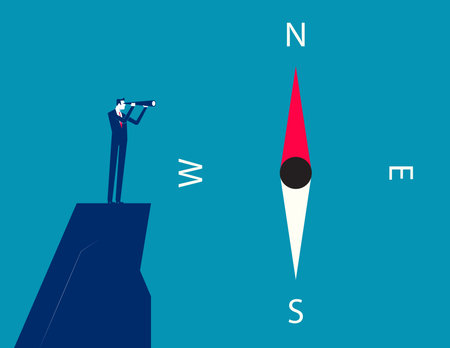 Businessman look through telescope. Search for opportunityのイラスト素材