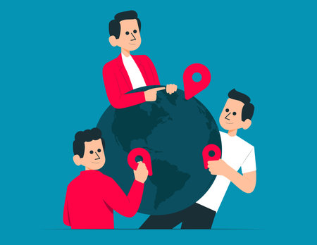 Globalization. Worldwide business integration. Global business expansion.のイラスト素材