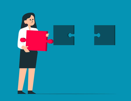 Business people puzzle piece solution collaboration mergerのイラスト素材