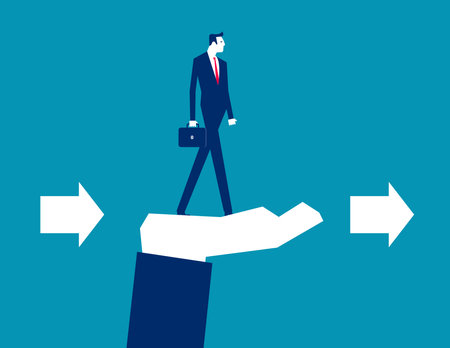 Leader help to succeed in work. Business support vector conceptのイラスト素材