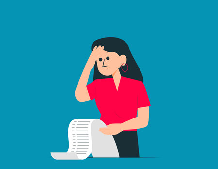 Person is struggling with credit card debt and expenses. Concept illustration about installment debt.のイラスト素材