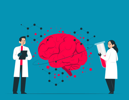 Chemistry and biology. Brain chemistry concept illustrationのイラスト素材