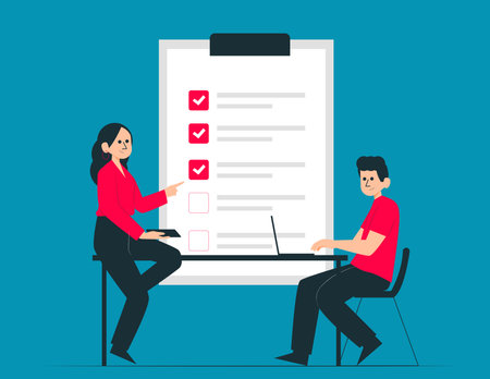 Team fill out checklist. Todo list vector conceptのイラスト素材