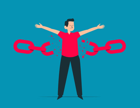 Person breaking chain freedom and liberty vector conceptのイラスト素材