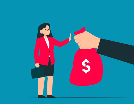 Person stop corruption. Refusing to take bribery money concept&#xD;&#xA;&#xD;&#xA;のイラスト素材
