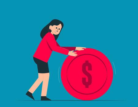 Money increasing and financial success concept illustration. Collections of successfully rich character managing finance, savings and investmentsのイラスト素材