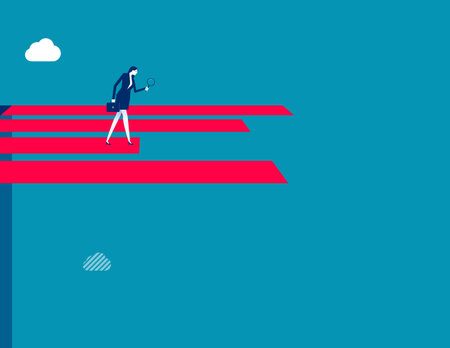 Businesswoman and a bar graph-shaped diving boardのイラスト素材