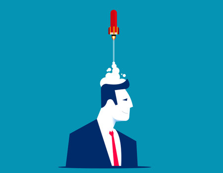 Business and brainstorming. Business contemplation vector flat styleのイラスト素材