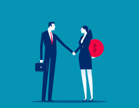 Business partner with bribing. Business dishonesty vector flat styleのイラスト素材