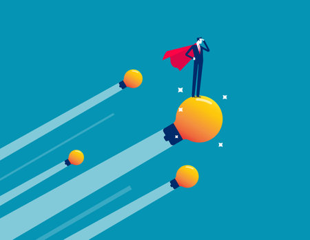 Leader looking direction and innovation. Business ideas vector flat styleのイラスト素材