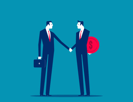 Business partner with bribing. Business dishonesty vector flat styleのイラスト素材