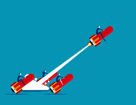 Business with speed growth. Business success vector flat styleのイラスト素材