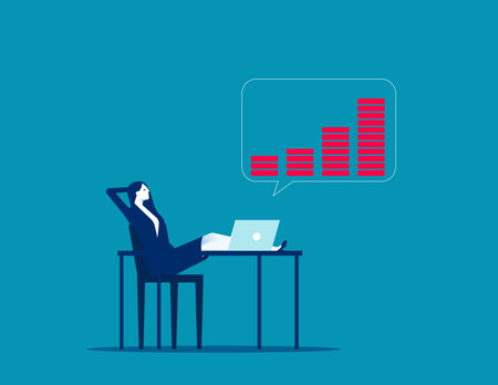 Business chart efficiency. Business stock market data vector flat styleのイラスト素材