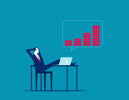 Business chart efficiency. Business stock market data vector flat styleのイラスト素材