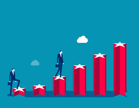 Business staircase with steps. Business rank vector flat styleのイラスト素材